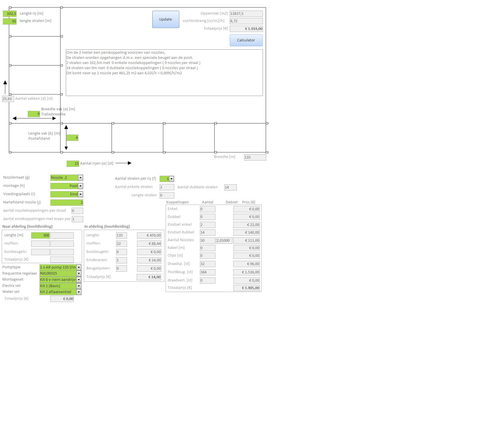 Mjtech calculatie scherm